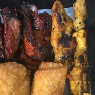A4. Egg Roll, Fried Shrimp, Chicken Teriyaki & Boneless Ribs
